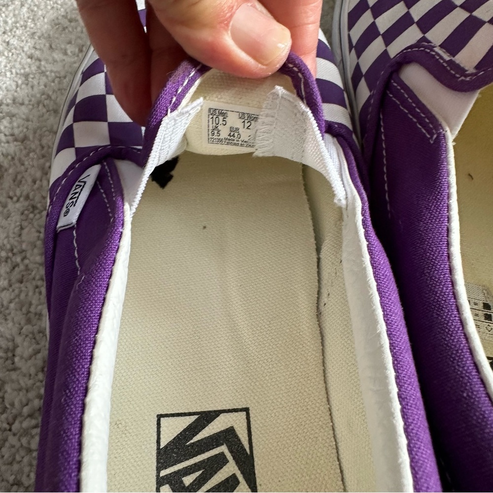 Vans Classic Slip On Theory Checkerboard Purple Sneakers - Picture 8 of 10